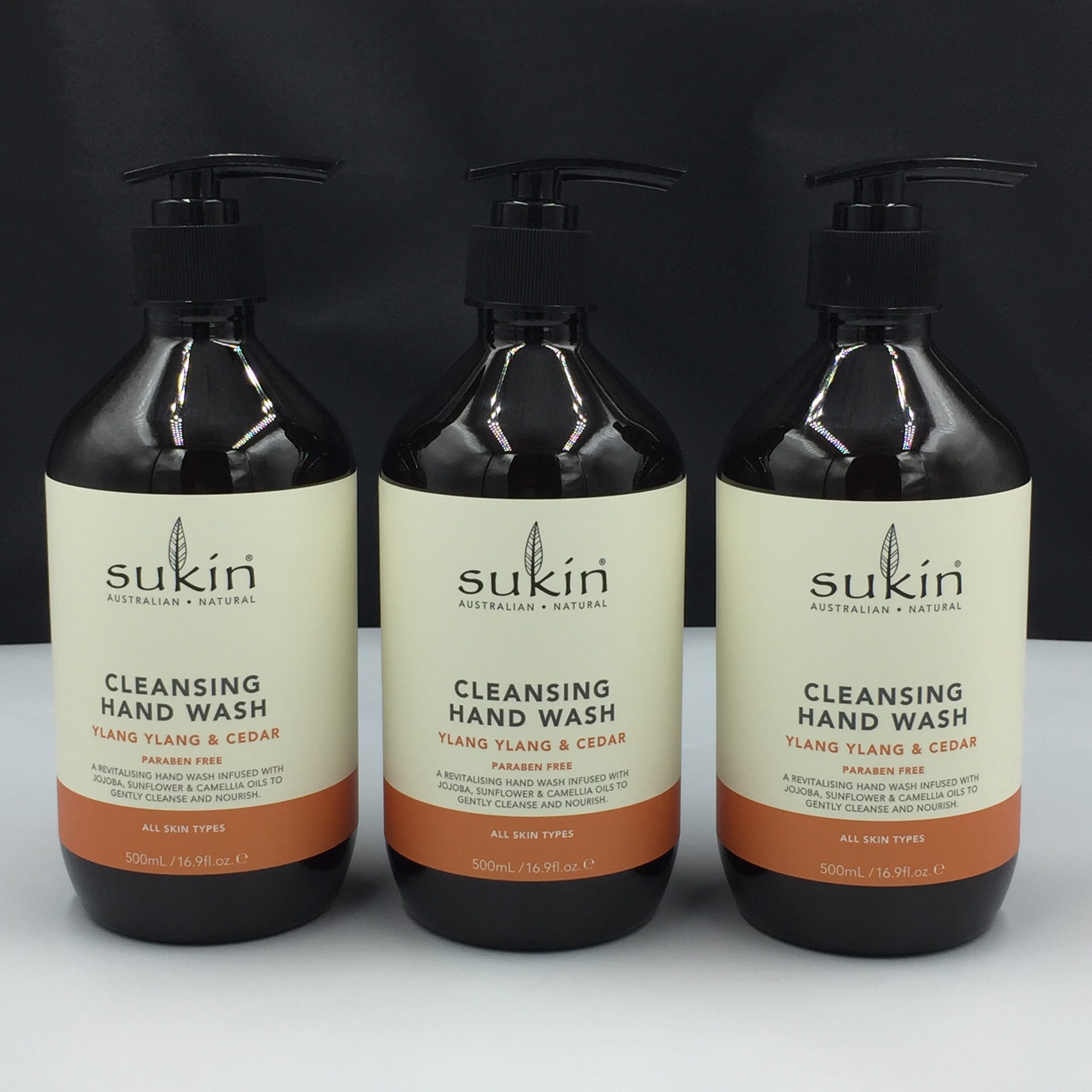 3 x Sukin Cleansing Hand Wash Ylang Ylang & Cedar 500ml
